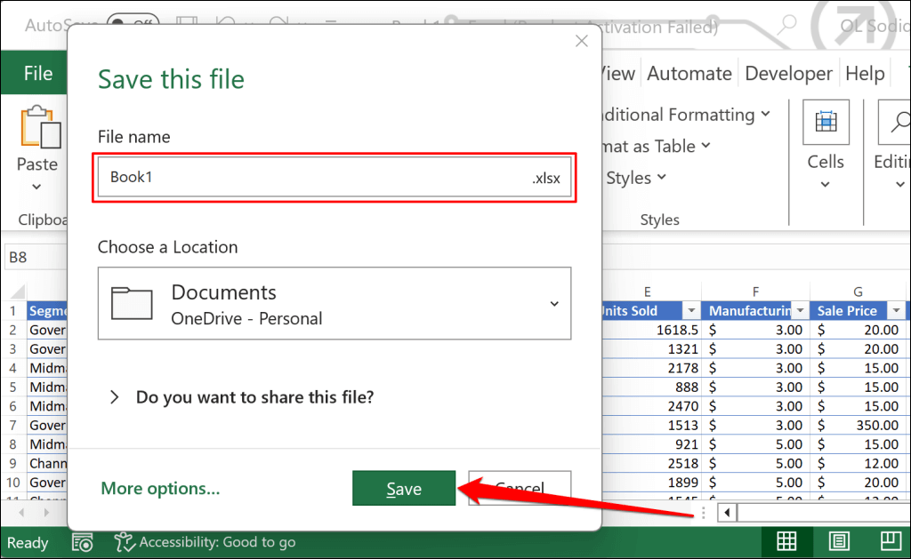 Partager ou enregistrer des classeurs Excel sans formules Image 7