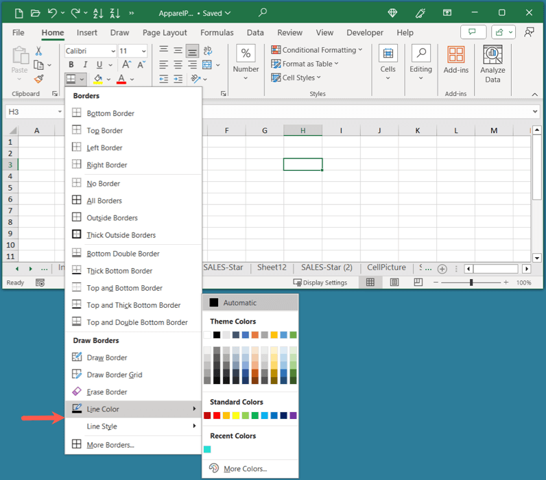 Comment ajouter et personnaliser des bordures dans Microsoft Excel image 4