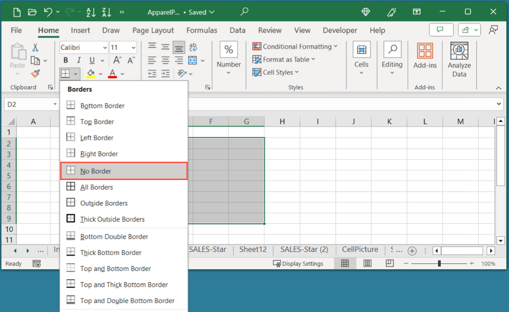 Comment ajouter et personnaliser des bordures dans Microsoft Excel image 12