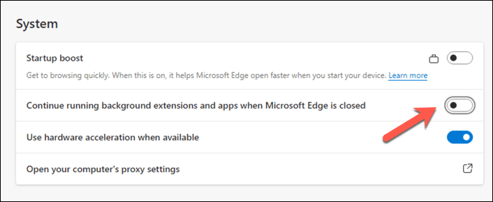 Comment arrêter l'exécution de Microsoft Edge en arrière-plan lorsqu'il est fermé image 5