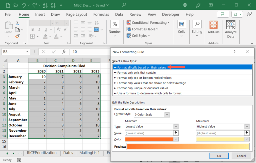 Comment créer une carte thermique dans Excel image 7