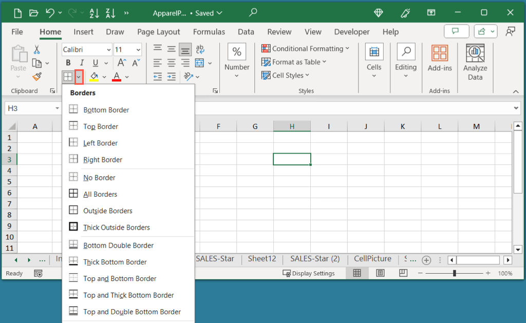 Comment ajouter et personnaliser des bordures dans Microsoft Excel image 2