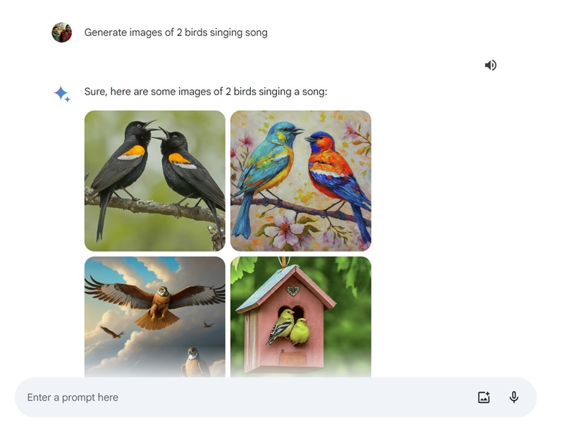 Générer des images de 2 oiseaux chantant une chanson