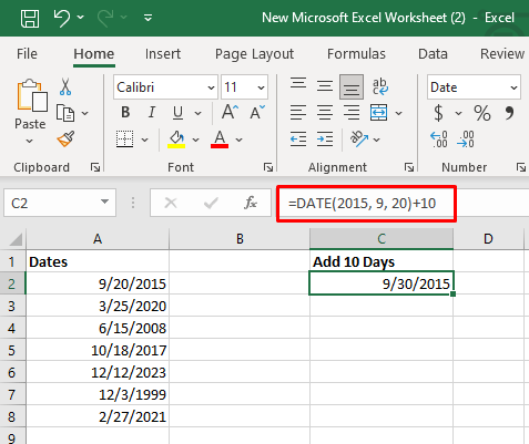 Comment ajouter ou soustraire des dates dans Excel image 3