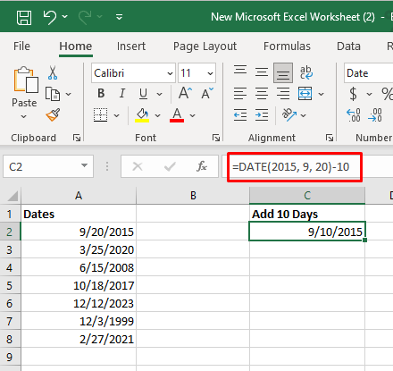 Comment ajouter ou soustraire des dates dans Excel image 6