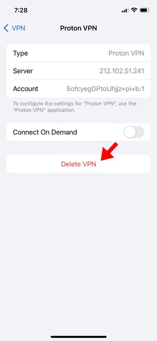 Supprimer le VPN