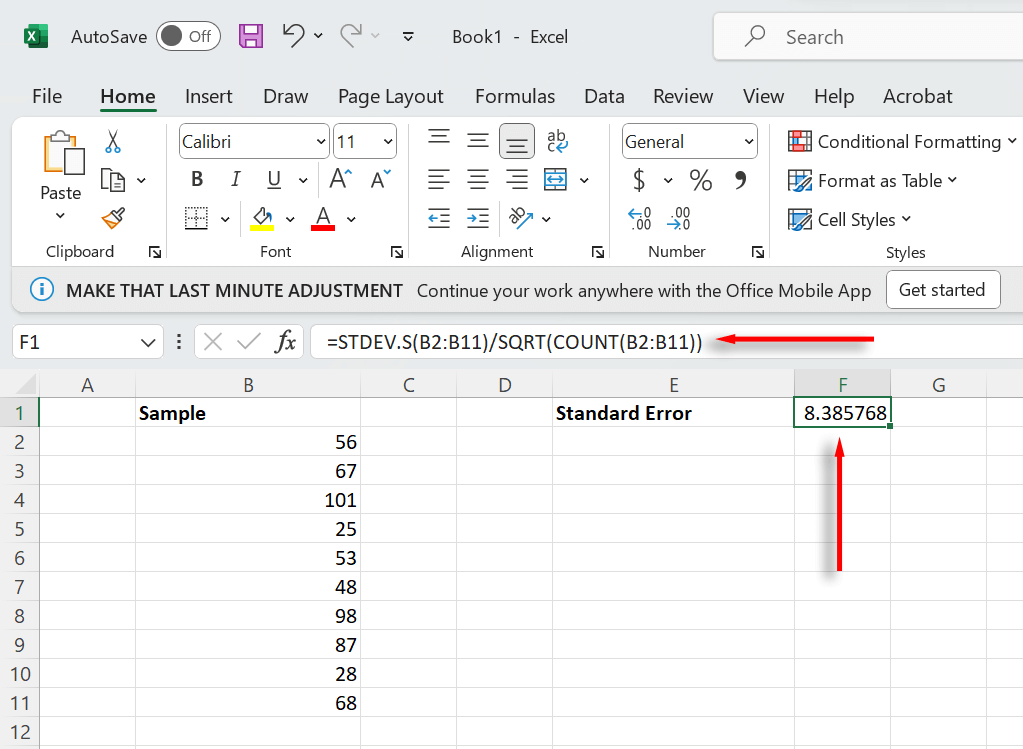 Utilisez l'équation d'erreur standard pour calculer l'erreur standard