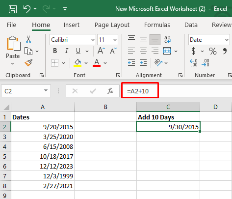 Comment ajouter ou soustraire des dates dans Excel image 2